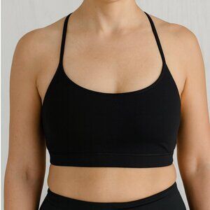 Stori Small Black T-Back Sports Bra Medium Support Stretchy Workout Activewear